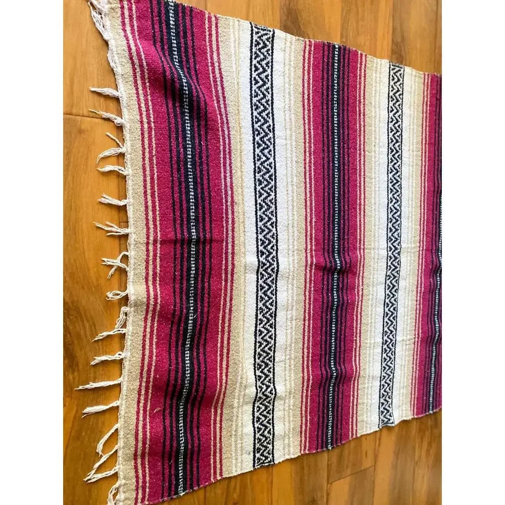 Falsa Serape ONW-Magenta West Southwest Southwestern Mexican Blanket Afghan